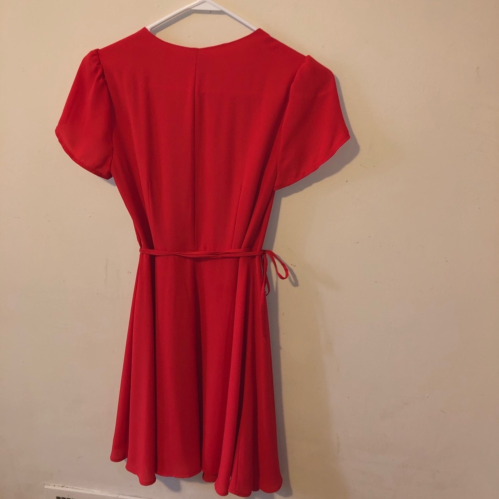 1. State Havana Red Short Sleeve Wrap Dress - Picture 7 of 7